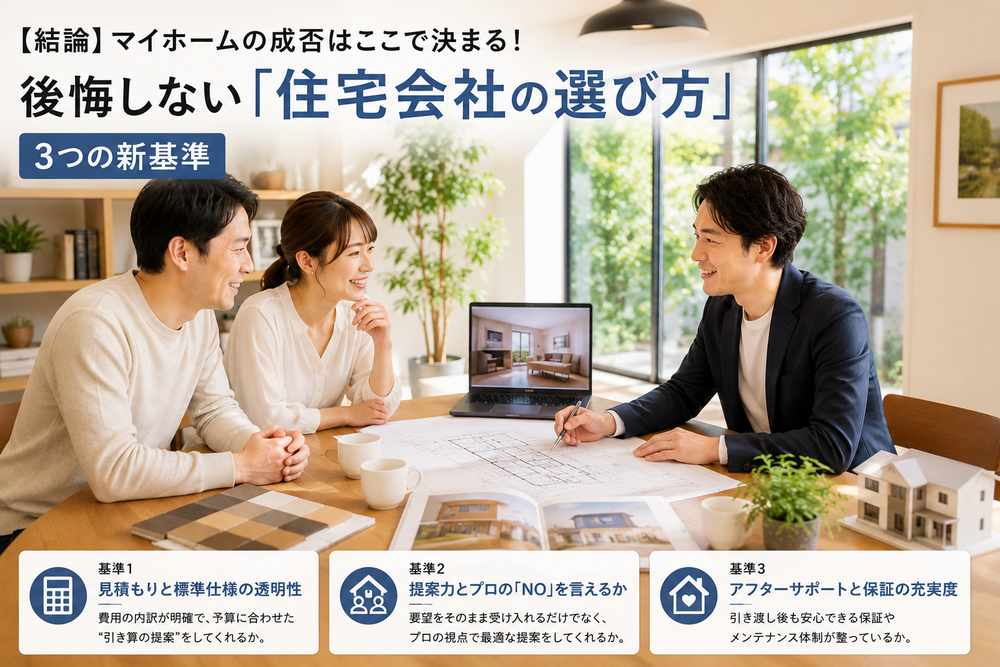 【結論】マイホームの成否はここで決まる！後悔しない「住宅会社の選び方」3つの新基準