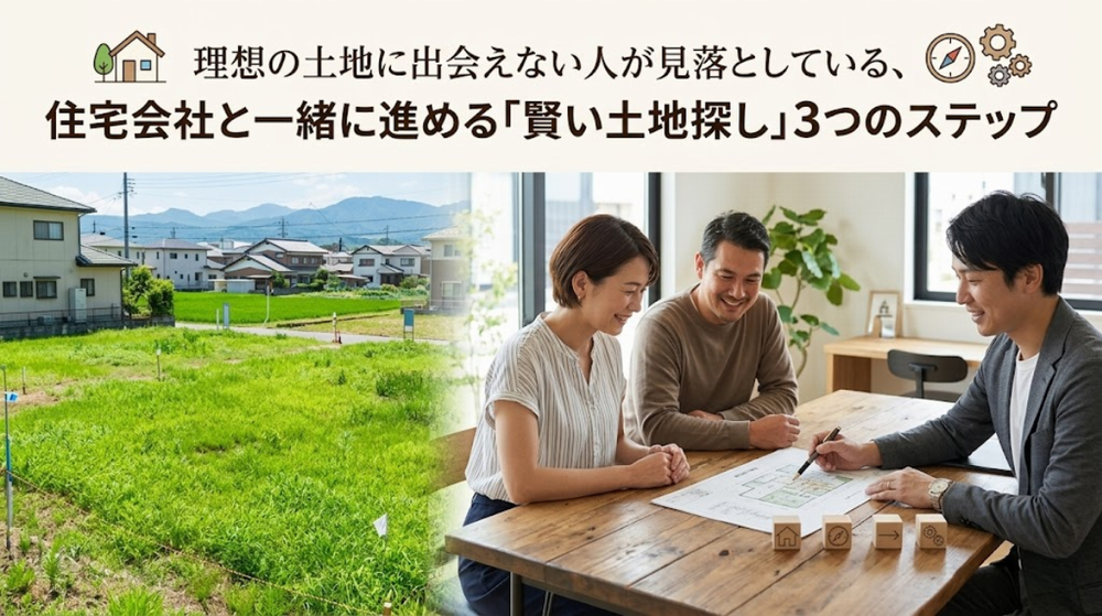 理想の土地に出会えない人が見落としている、住宅会社と一緒に進める「賢い土地探し」3つのステップ